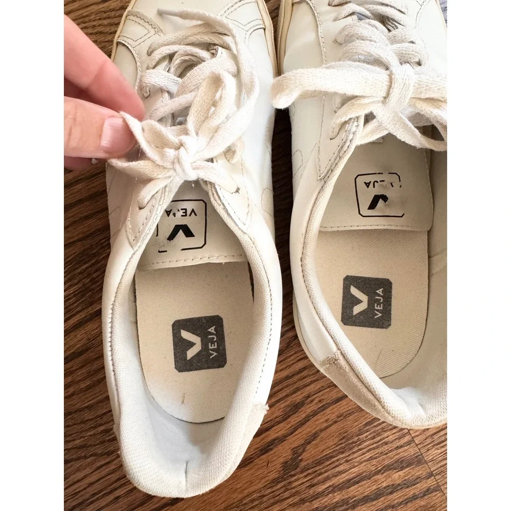 VEJA Esplar White Leather Low Top Sneakers Womens Size 9 EUR 40 Minimalist - Picture 6 of 7